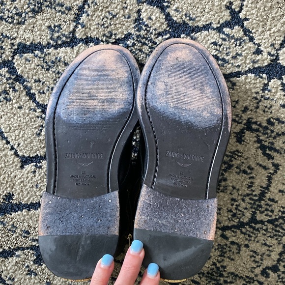 Zadig & Voltaire Laureen Chain Welt Smooth Boot in Noir Gold - Picture 13 of 14